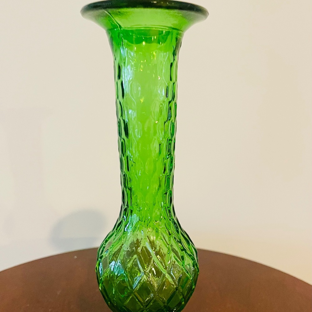 Vintage EO Brody Green Bud Vase, Green Vase, 8 in Bud vase,  Vintage Vase